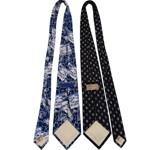 Tommy Bahama 100% Silk Tie Beach Chair Surfers Hibiscus Flowers 59.5X 4 Lot of 2 - Picture 8 of 11